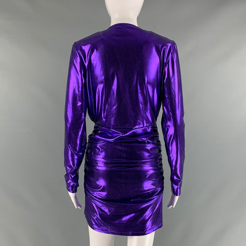 THE ANDAMANE Vestido de manga larga fruncido de poliéster y elastano talla S Morado