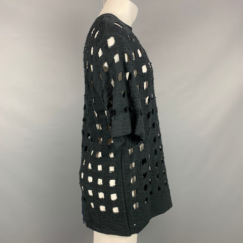 NICOLO TONETTO Size M Black Cut Outs Cotton Crew-Neck Pullover
