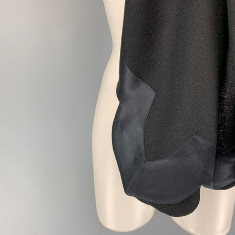 BERGDORF GOODMAN Black Wool Silk Scalloped Hem Scarf