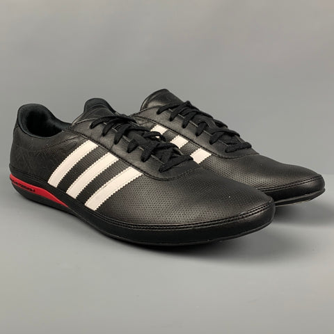 PORSCHE DESIGN x ADIDAS Size 9.5 Black White Leather Lace Up Sneakers