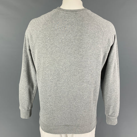 MAISON KITSUNE Size L Grey Graphic Cotton Crew-Neck Sweatshirt