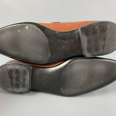Vintage GUCCI Size 7.5 Tan Green Red Slip On Loafers