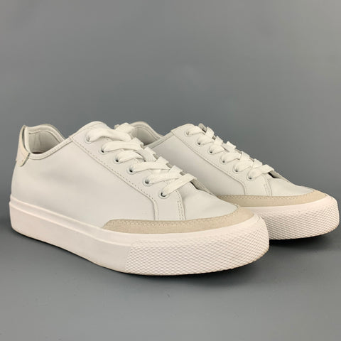 RAG &amp; BONE Army Talla 10 Zapatillas con cordones de cuero de ante blanco