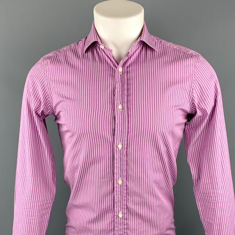 RALPH LAUREN Black Label Size XS Purple Stripe Cotton Button Up Long Sleeve Shirt