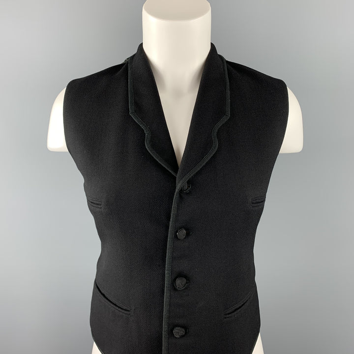 RALPH LAUREN COLLECTION Size 8 Black Twill Wool Blend Vest