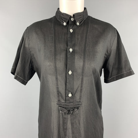COMME des GARCONS Size M Black Sheer Cotton Contrast Stitch Oversized Shirt Dress