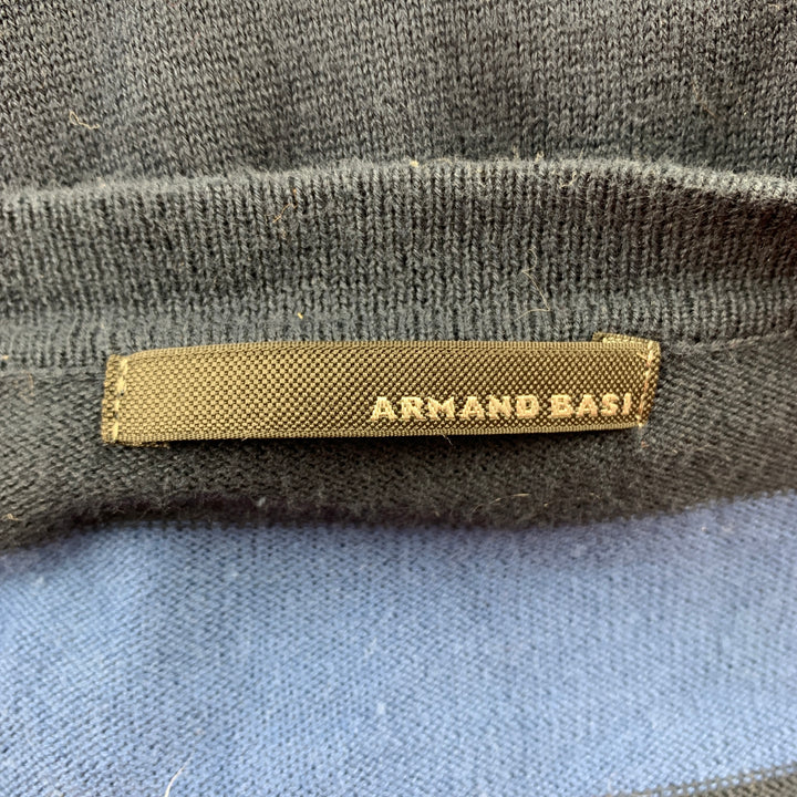 ARMAND BASI Taille XL Cardigan boutonné en coton à rayures marine et bleu
