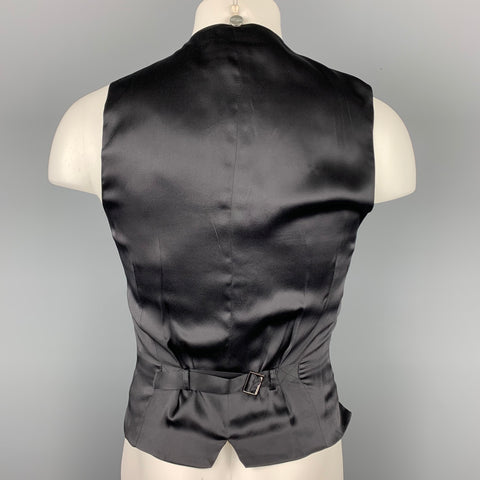 DOLCE & GABBANA Size 40 Black Print Silk Buttoned Dress Vest