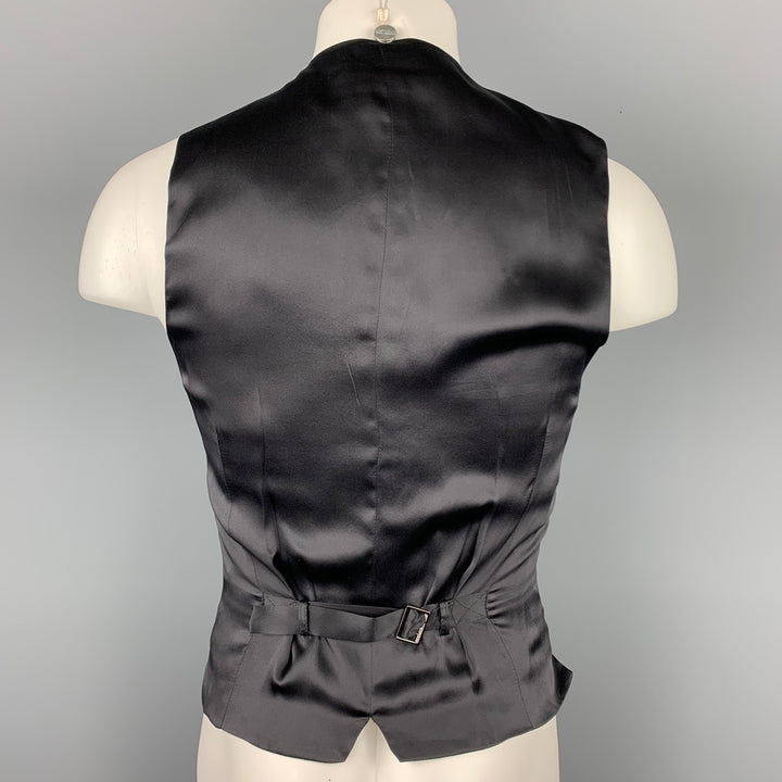 DOLCE &amp; GABBANA Talla 40 Chaleco de vestir con botones de seda estampado negro