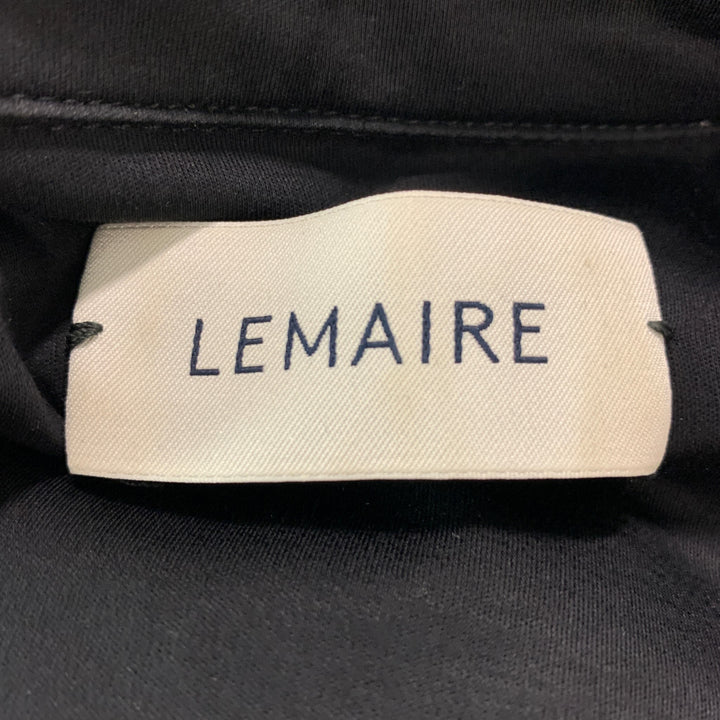 LEMAIRE Size L Black Solid Cotton Button Up Short Sleeve Shirt