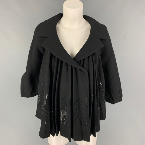 GIAMBATTISTA VALLI Size XS Black Virgin Wool Pleated Jacket