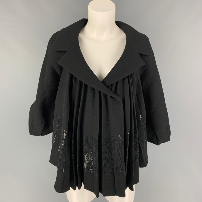 GIAMBATTISTA VALLI Size XS Black Virgin Wool Pleated Jacket