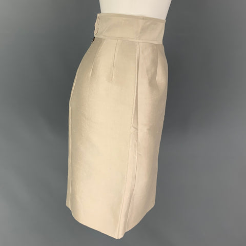 STELLA McCARTNEY Size 27 Champagne Silk Cotton Pencil Skirt