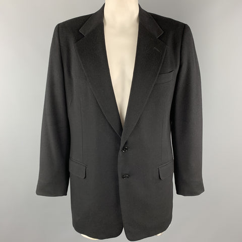 WILKES BASHFORD Chest Size 44 Black Cashmere / Wool Notch Lapel Sport Coat