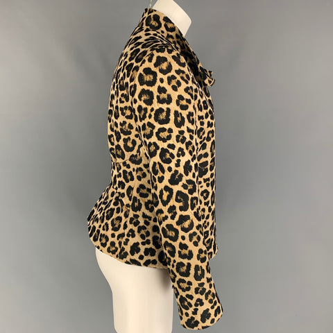 GIORGIO ARMANI Talla 6 Chaqueta con estampado animal de poliéster negro tostado