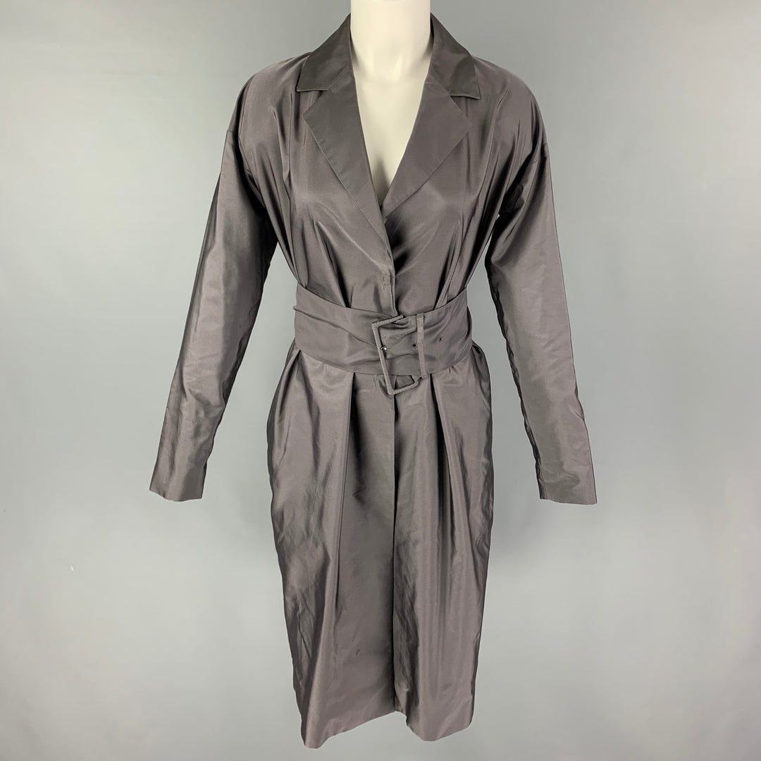PRADA Size 4 Grey Silk Belted Coat – Sui Generis Designer Consignment