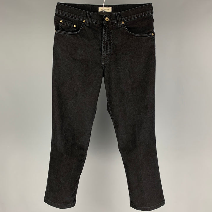 BURBERRY LONDON Size 32 Black Cotton Cropped Jeans