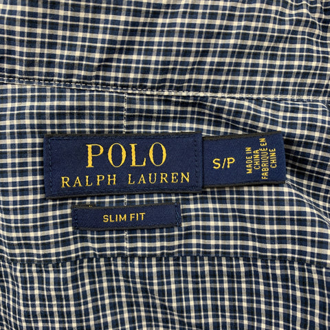 POLO par RALPH LAUREN Taille S Chemise à manches longues boutonnée en coton à carreaux bleu marine