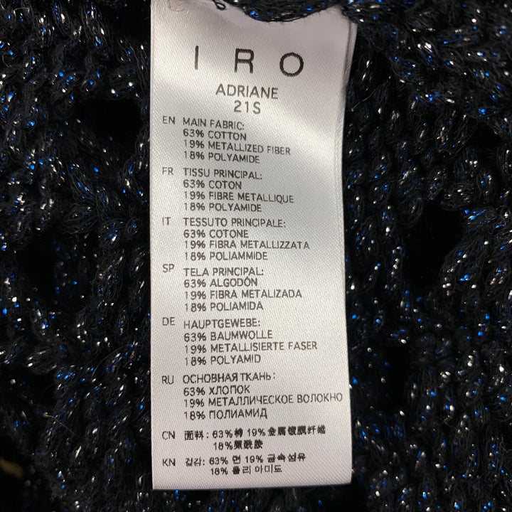 IRO Size S Black Blue Knitted Cotton Blend Turtle Neck Vest