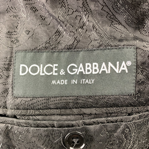 DOLCE & GABBANA Size 40 Black Cotton Notch Lapel Sport Coat