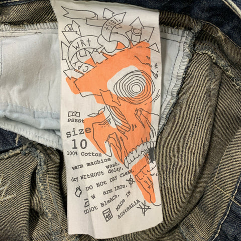 TSUBI Size 6 Blue Cotton Distressed Wide Leg Jeans