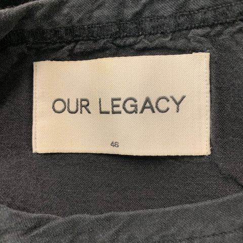 OUR LEGACY Size XS Black Linen & Cotton Crew-Neck T-shirt