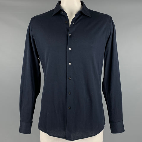 RODD &amp; GUNN Taille L Chemise à manches longues en coton texturé bleu marine