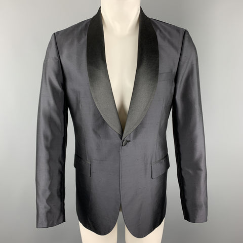 TIGER of SWEDEN Size 40 Black Silk Shawl Collar Sport Coat