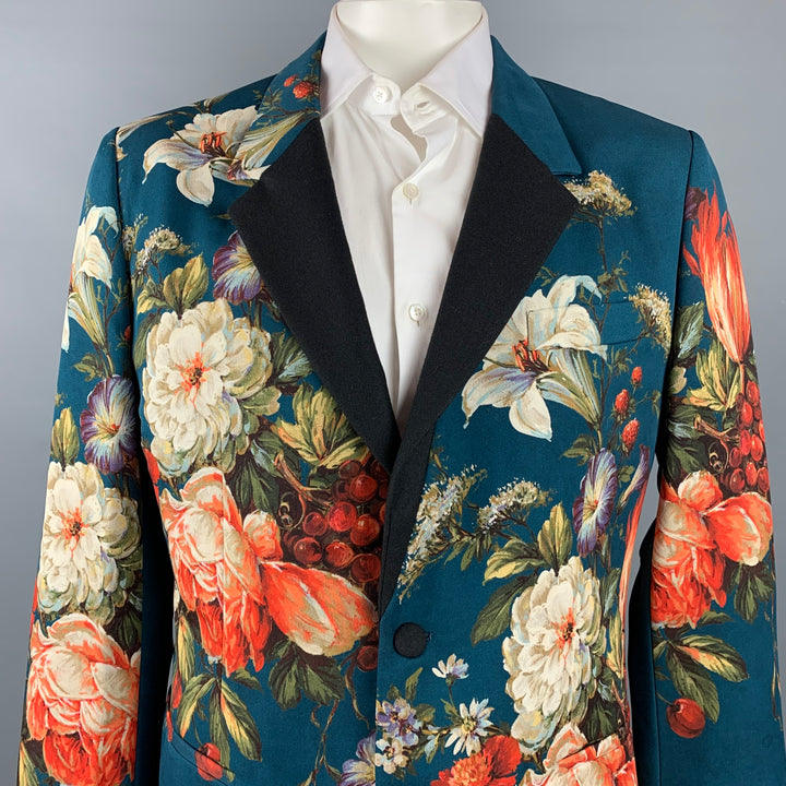 DOLCE &amp; GABBANA F/W 13 Taille 46 Manteau de sport en laine florale / soie multicolore