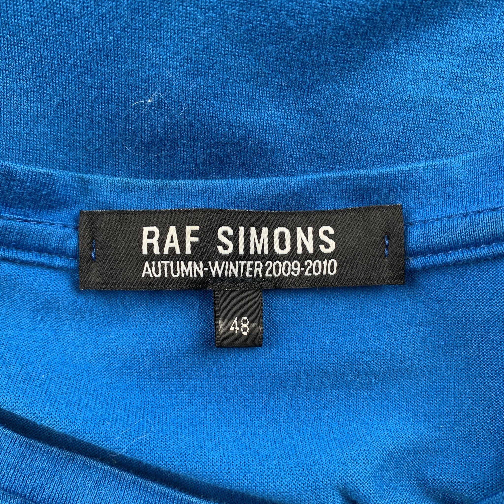 RAF SIMONS AUTUMN / WINTER 2009-2010 Size S Aqua Cotton Scoop Neck Long  Sleeve T-shirt