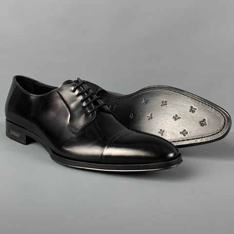 PAUL SMITH Size 9.5 Black Leather Cap Toe Shoes