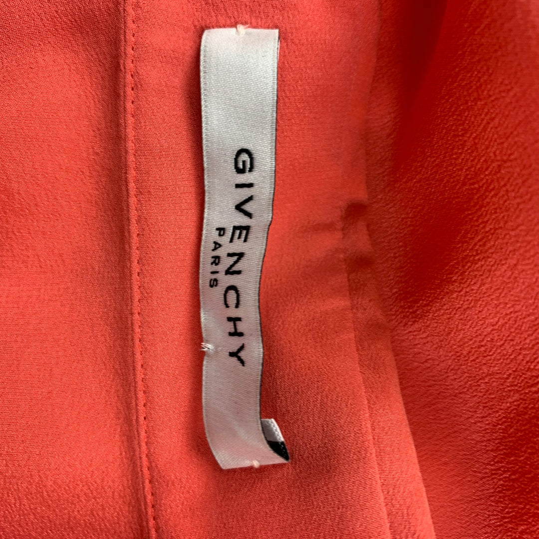GIVENCHY Size 6 Orange Silk Sleeveless Casual Top