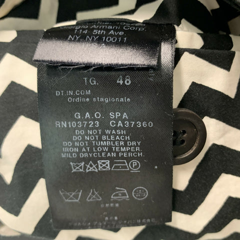 GIORGIO ARMANI Size 32 Black White Chevron Cotton  Elastane Casual Pants