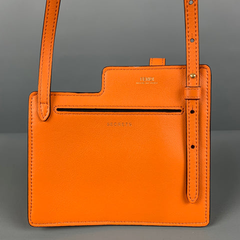FENDI 2018 Orange Leather Bustine 2 Pockets Mini Cross Body Bag