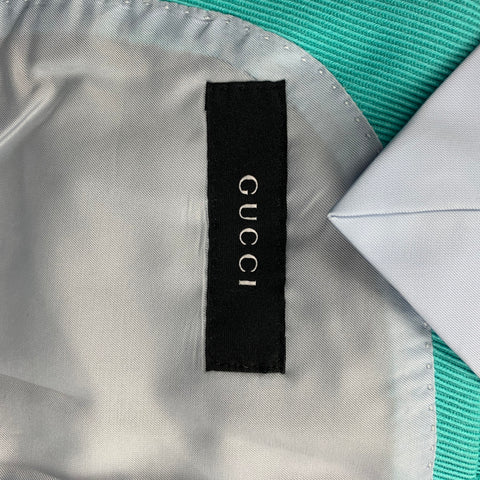 GUCCI by Tom Ford Size 36 Regular Aqua Textured Cotton Notch Lapel Sport Coat
