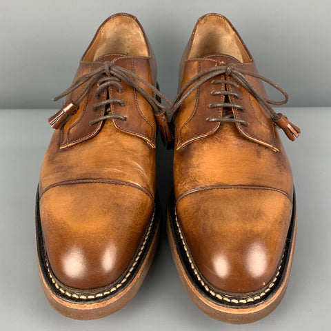 BRUNO MAGLI Taille 9,5 Chaussures à lacets en cuir antique marron avec bout renforcé