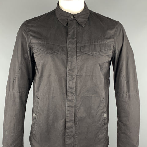 RAG &amp; BONE Taille M Veste noire en coton uni / polyester avec fermeture éclair et boutons-pression