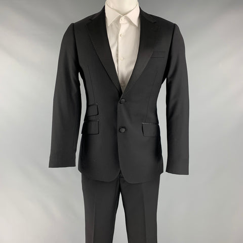 TREND Size 38 Black Wool Single breasted Tuxedo