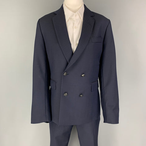 MAISON KITSUNE Size 36 Navy Rhombus Wool Mohair Double Breasted Suit