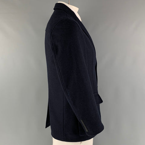 PRADA Size 42 Navy Wool Single breasted Jacket