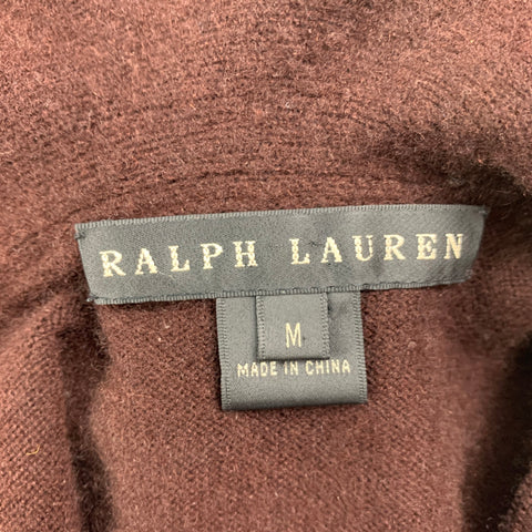 RALPH LAUREN Black Label Talla M Jersey sin mangas con volantes de cachemira marrón