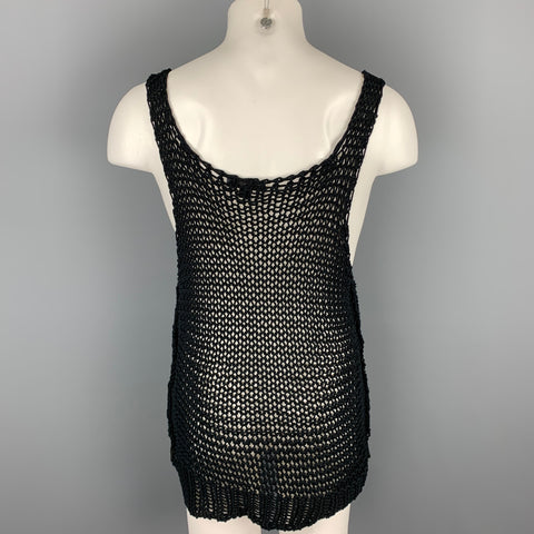 BURBERRY PRORSUM Size M Black Mesh Cotton Tank Top