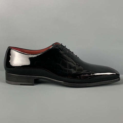 MAGNANNI Size 10 Black Patent Leather Lace Up Shoes
