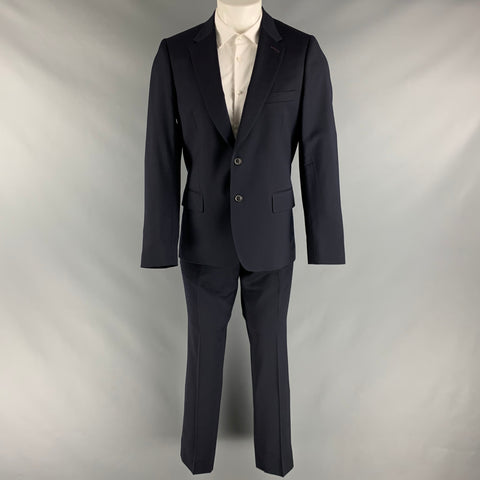 PAUL SMITH Taille 40 Costume simple boutonnage en laine marine