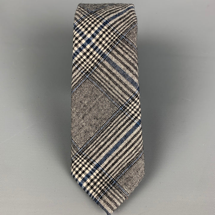 TAYLOR STITCH Grey Navy Plaid Wool Tie