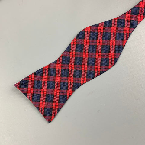 CREMIEUX Navy Red Plaid Silk Bow Tie