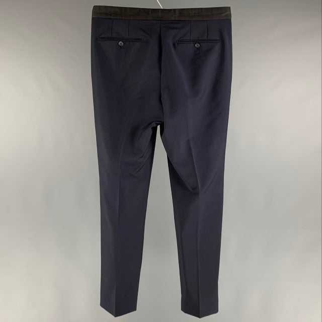 ALEXANDER MCQUEEN Size 34 Navy Solid Wool  Mohair Tuxedo Dress Pants