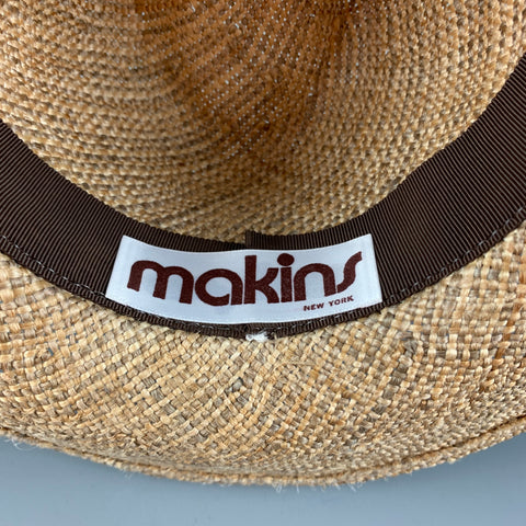 Vintage MAKINS Tan Straw Fedora Hat