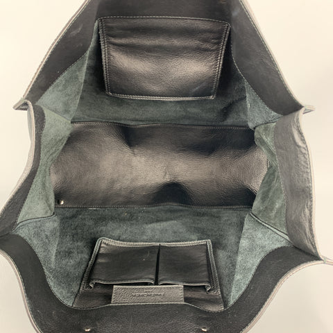 BALENCIAGA Black Textured Leather Large CITY Tote Handbag