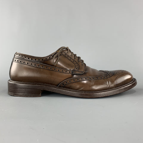 BARNEY'S NEW YORK Size 8.5 Brown Antique Leather Wingtip Lace Up Brogues